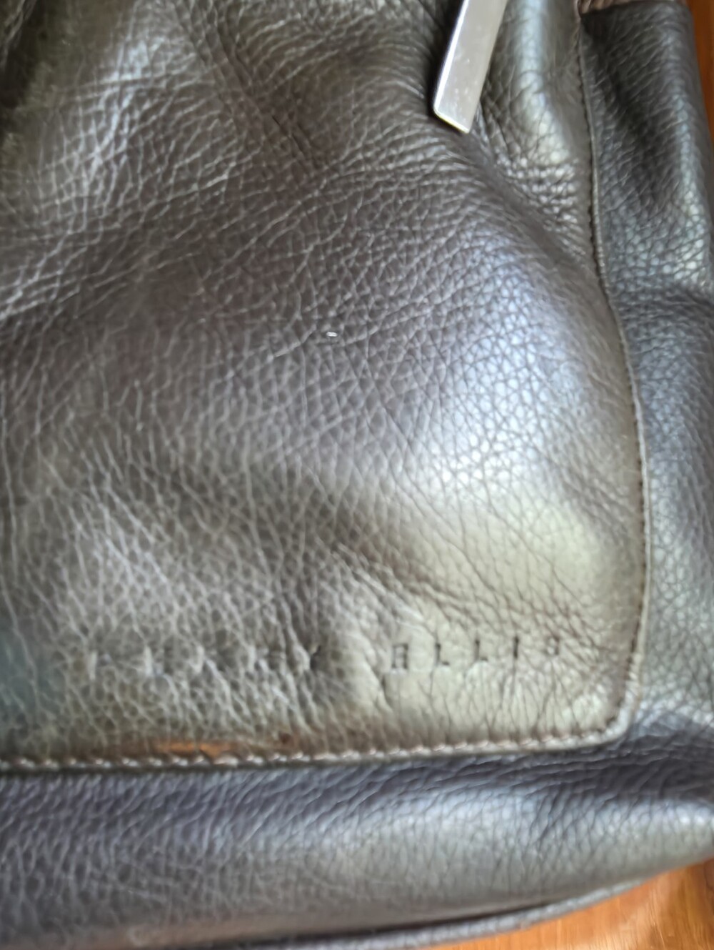 Perry Ellis Dark Brown Leather Purse Multipocket Top Handle Shopping Bag Casual - Picture 3 of 8